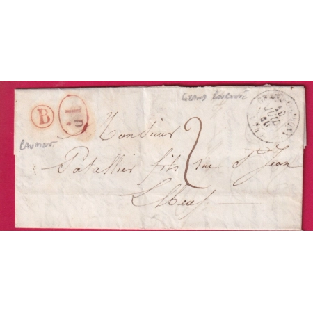 CAD TYPE 15 GRAND COURONNE SEINE INFERIEURE BOITE RURALE B EN ROUGE DE CAUMONT + DECIME RURALE POUR ELBEUF