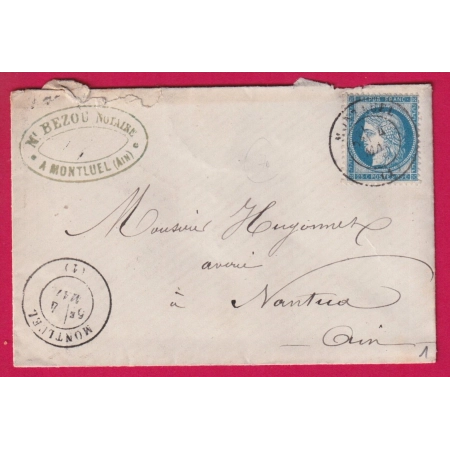 N°60 CAD TYPE 17 MONTLUEL AIN POUR NANTUA LETTRE