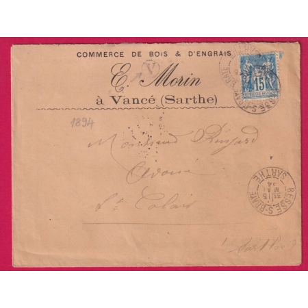 N°90 CAD BESSE S BRAYE SARTHE BOITE RURALE V VANCE POUR ST CALAIS LETTRE