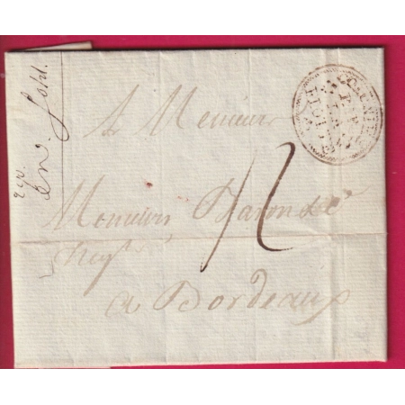 MARQUE ORNEE COLONIES PAR LA FLOTTE CHARENTE INFERIEURE 1786 TEXTE LE CAP HAITI ST DOMINGUE POUR BORDEAUX LETTRE