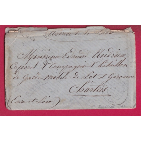 GUERRE 1870 ARMEE DE LA LOIRE CAD SURGERES CHARENTE INFERIEURE POUR CHARTRES GARDE MOBILE LOT ET GARONNE LETTRE