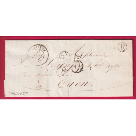 CAD TYPE 15 LISIEUX CALVADOS BOITE RURALE E TORDOUET POUR CAEN LETTRE