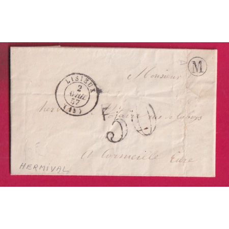 CAD TYPE 15 LISIEUX CALVADOS BOITE RURALE M HERMIVAL POUR CORMEILLE EURE LETTRE