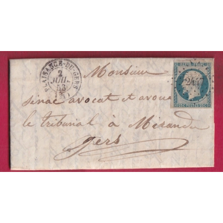 N°10 PC 2447 PLAISANCE DU GERS POUR MIRANDE LETTRE