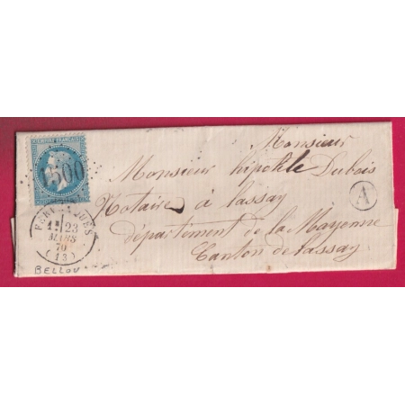 N°29 GC1500 FERVAQUES CALVADOS BOITE RURALE A BELLOU POUR PASSAY MAYENNE LETTRE