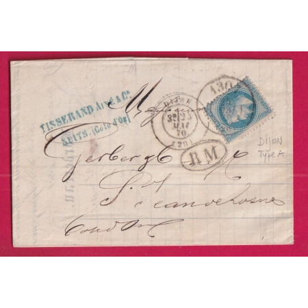 N°29 CAD BEAU DE PASSE 1307 DIJON BM BOITE MOBILE DE NUITS COTE D'OR POUR ST JEAN DE LOSNE LETTRE