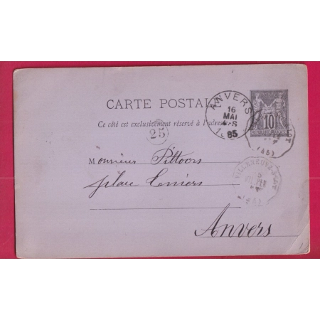 ENTIER SAGE CONVOYEUR STATION VILLENEUVE SUR LOT ET GARONNE POUR ANVERS BELGIQUE LETTRE