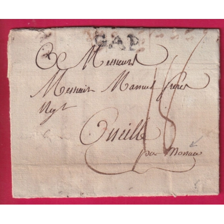 MARQUE GAP HAUTES ALPES 1785 POUR MONACO LETTRE