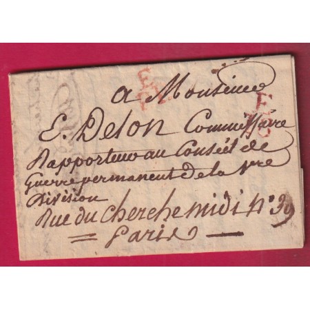 PARIS PETITE POSTE EPP + BOITIER E78 EN ROUGE 1812 POUR PARIS LETTRE