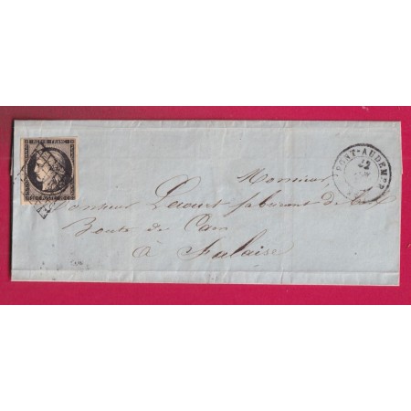 N°3 GRILLE PONT AUDEMER EURE 1849 POUR FALAISE CALVADOS LETTRE