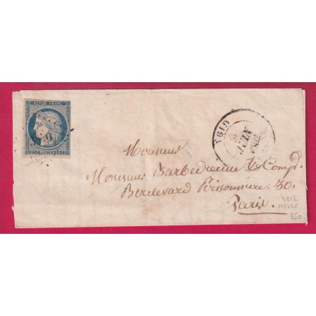 N°4 PC 3670 VOID MEUSE CAD TYPE 14 POUR PARIS AU DOS CACHET MAIRIE SORCY LETTRE