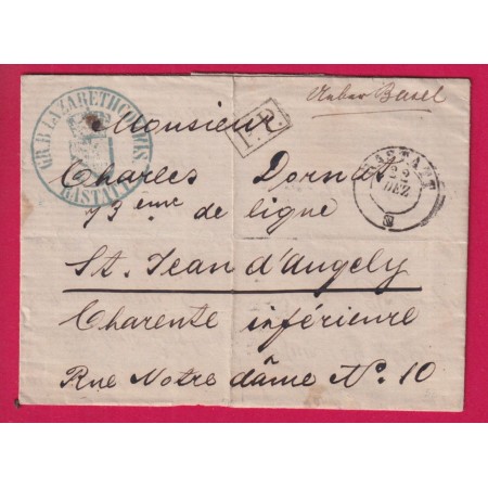 GUERRE 1870 PRISONNIER DE GUERRE LAZARETH DE RASTATT ALLEMAGNE PRUSSE POUR ST JEAN D'ANGELY CHARENTE INFERIEURE LETTRE