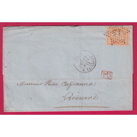 N°38 PARIS ETOILE 22 R TAITBOUT POUR LIVOURNE LIVORNO 1873 LETTRE