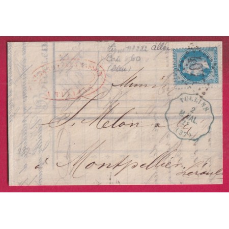 N°29 CONVOYEUR STATION EN BLEU TULLINS ISERE POUR MONTPELLIER HERAULT LETTRE