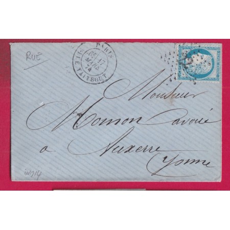 N°60 PARIS ETOILE 22 RUE TAITBOUT POUR AUXERRE YONNE INDICE 14 LETTRE