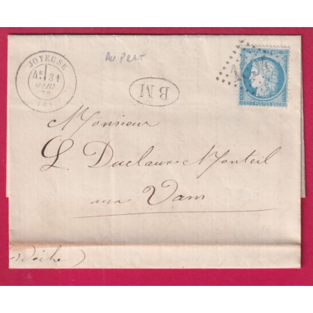 N°60 GC 1894 JOYEUSE ARDECHE BM AU PRAT POUR LES VANSLETTRE