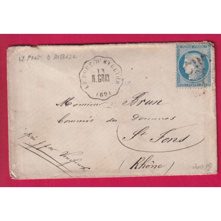 N°60 CONVOYEUR STATION LE PORT D'ATELIER HAUTE SAONE POUR ST FONS RHONE INDICE 19 LETTRE