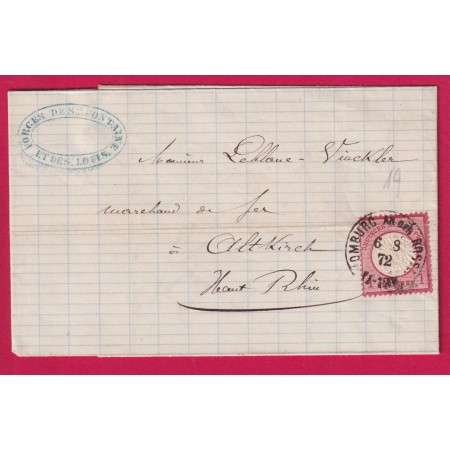 ALSACE LORRAINE HOMBOURG HAUT MOSELLE 1872 POUR ALTKIRCH HAUT RHIN LETTRE