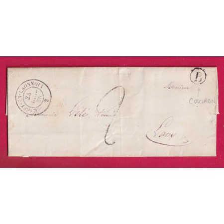 CAD TYPE 15 CREPY EN LAONNOIS AISNE BOITE RURALE B COUVRON TAXE TAMPON 2 POUR LAON DOUBLE PORT LOCAL LETTRE