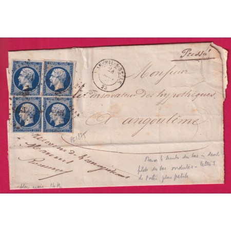 N°14 X4 PC 1875 MAREUIL S BESLE DORDOGNE POUR ANGOULEME CHARENTE LETTRE