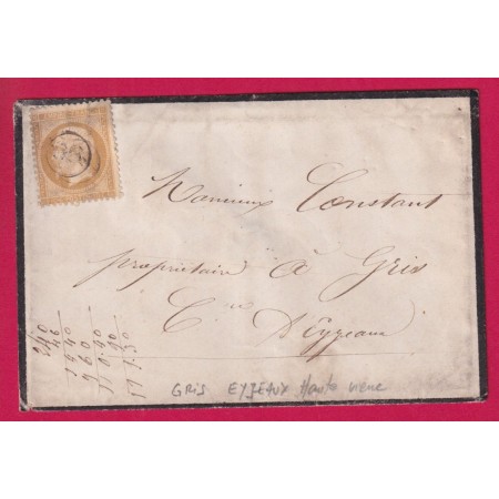 N°21 OBLITERATION OR POUR GRIS COMMUNE EYJEAUX HAUTE VIENNE LETTRE