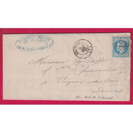N°29 GC 2351 MEZIERES ARDENNES OR CONS LE GRANVILLE POUR VRIGNE AUX BOIS LETTRE