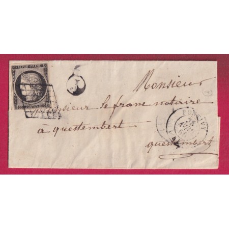 N°3 GRILLE PONTIVY MORBIHAN BOITE RURALE J POUR QUESTEMBERT LETTRE