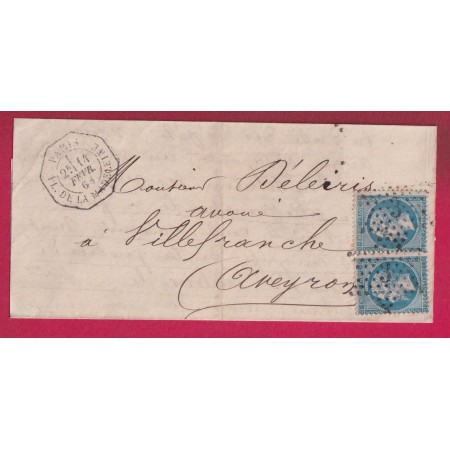 N°22 PARIS LEVEE EXCEPTIONELLE 2E PL DE LA MADELEINE  POUR VILLEFRANCHE DE ROUERGUE AVEYRON LETTRE