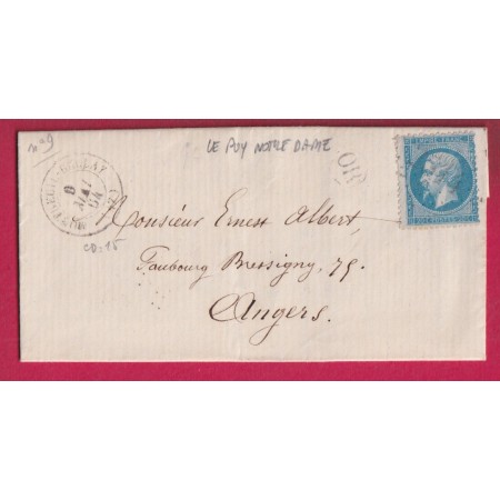N°22 GC 2514 MONTREUIL BELLAY MAINE ET LOIRE OR LE PUY NOTRE DAME POUR ANGERS LETTRE