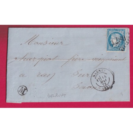 N°60 GC 1280 DARNEY VOSGES BOITE RURALA M BELRUPT POUR RAY SUR SAONE HAUTE LETTRE