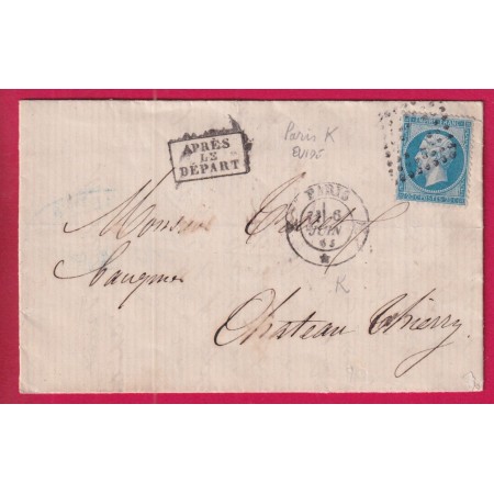 N°22 PARIS LOSANGE EVIDE K POUR CHATEAU THIERRY AISNE INDICE 15 LETTRE