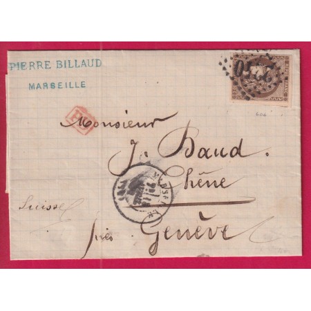 N°47 BRUN FONCE GC 2240 MARSEILLE BOUCHES DU RHONE POUR CHENE BOURG GENEVE SUISSE  LETTRE