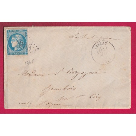 N°46B GC 1995 LAYRAC CAD TYPE 16 POUR ST CIRQ TYPE 24 AU DOS LETTRE