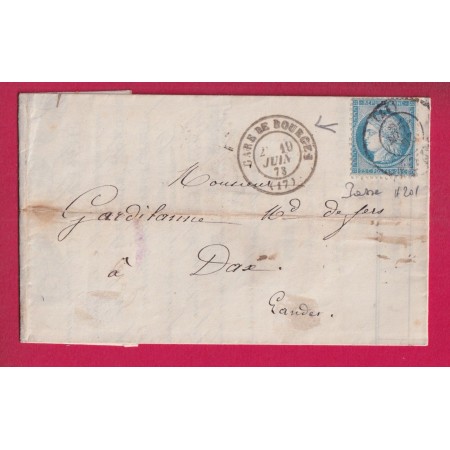 N°60 CAD BUREAU DE PASSE 4201 VIERZON CHER CAD GARE DE BOURGES POUR DAX LANDES LETTRE
