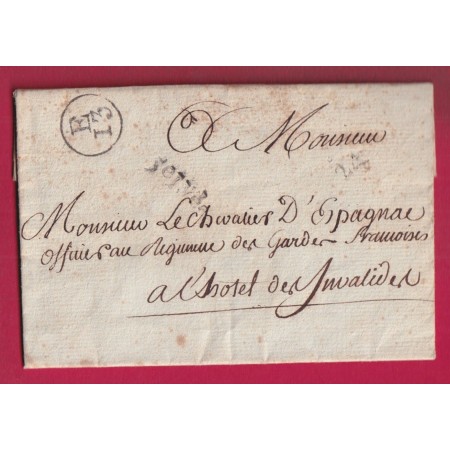 PETITE POSTE DE PARIS REMIS AU FACTEUR E13 6E LEVEE + QUANTIEME 1780 POUR PARIS LETTRE