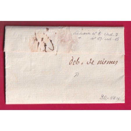 DEBOURSE MANUSCRIT DE NIMES GARD 1778 LENAIN N°17 INDICE 15 DEPART GRENOBLE ISERE LN°8 LETTRE