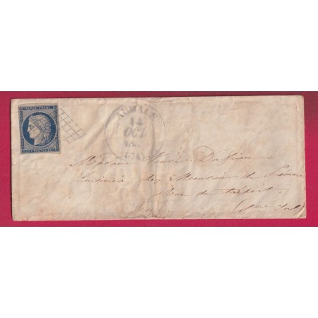 N°4 TTB GRILLE CAD TYPE 13 AUMALE SEINE INFERIEURE POUR LE TREPORT 1851 LETTRE
