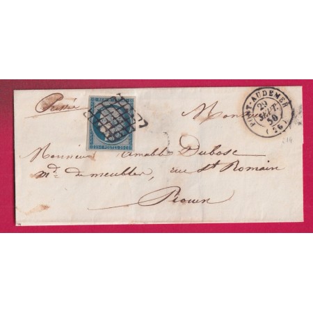 N°4 TTB GRILLE CAD TYPE 15 PONT AUDEMER EURE POUR ROUEN 1850 LETTRE