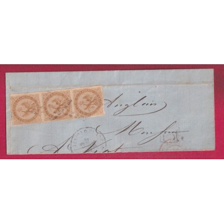 COLONIE GENERAL N°3 AIGLE BANDE DE 3 FRAGMENT DE LETTRE POINTE A PITRE GUADELOUPE FRAGMENT DE LETTRE