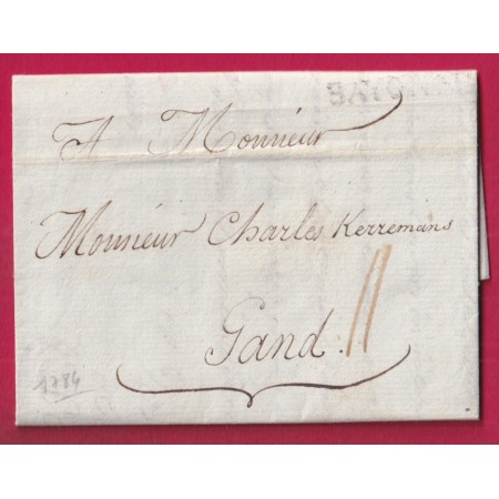 MARQUE BAYONNE BASSES PYRENEES 1784 LENAIN N°6 POUR GAND BELGIQUE LETTRE