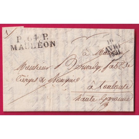 MARQUE P64P MAULEON BASSES PYRENEES 1831 POUR TOULOUSE HAUTE GARONNE LETTRE