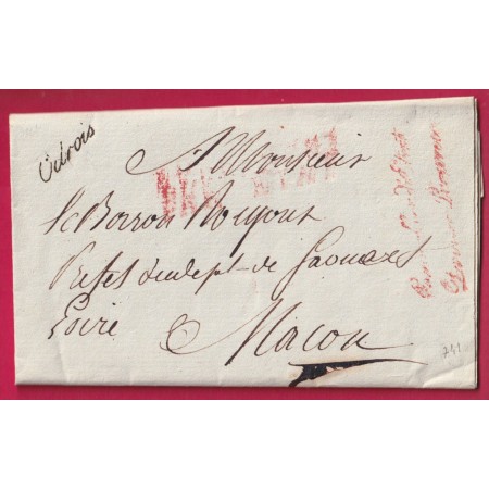 FRANCHISE CONSEILLER ETAT DIVISION DES OCTROI PARIS 1810 POUR MACON SAONE ET LOIRE LETTRE