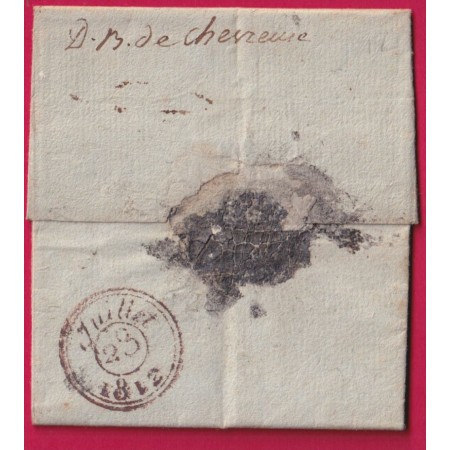 DEBOUSE MANUSCRIT DE CHEVREUSE SEINE ET OISE  DEPART 79 BEAUVOIR VENDEE 1812 INDICE 19 LETTRE
