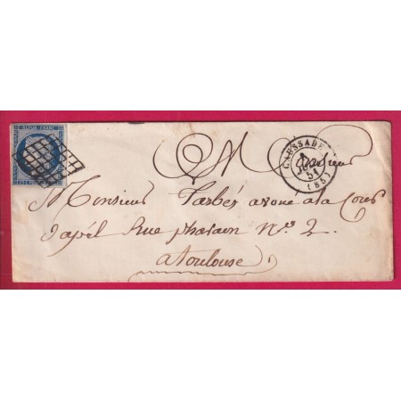 N°4 GRILLE CAUSSADE TARN ET GARONNE 1851 POUR TOULOUSE HAUTE GARONNE  LETTRE