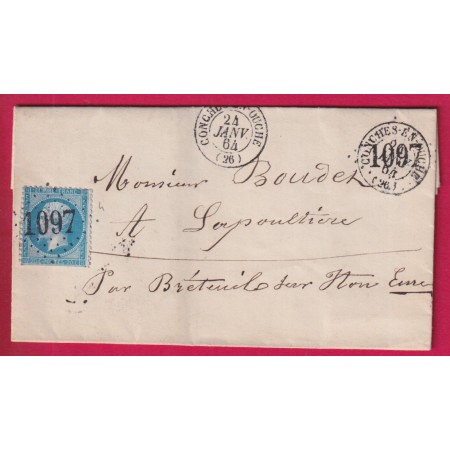 N°22 GC 1097 ANNULE PAR CAD CONCHES EN OUCHE EURE POUR BRETEUIL SUR ITON LETTRE