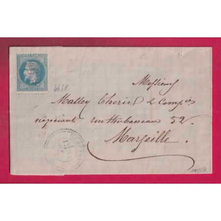 N°29 GC 4638 GEMENOS BOUCHES DU RHONE CAD TYPE 24 POUR MARSEILLE INDICE 14 LETTRE
