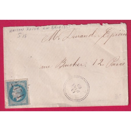 N°29 GC 2171 MAISON ROUGE EN BRIE CAD TYPE 22 INDICE 16 SEINE ET MARNE POUR PARIS LETTRE