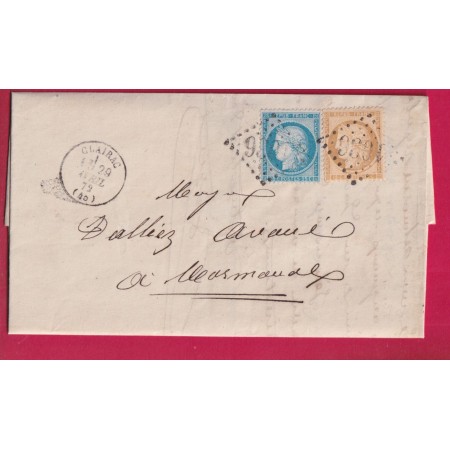 N°59 60 GC 1636 CLAIRAC LOT ET GARONNE CAD TYPE 16 POUR MARMANDE LETTRE