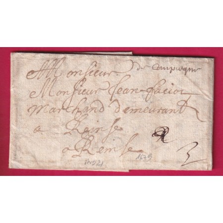MARQUE MANUSCRIT DE COMPIEGNE OISE 1679 INDICE 21 POUR REIMS LENAIN N°1 LETTRE