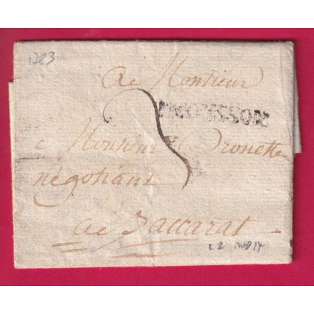 MARQUE PONT A MOUSSON MEURTHE ET MOSELLE 1783 LENAIN N°2 INDICE 14 POUR BACARAT LETTRE